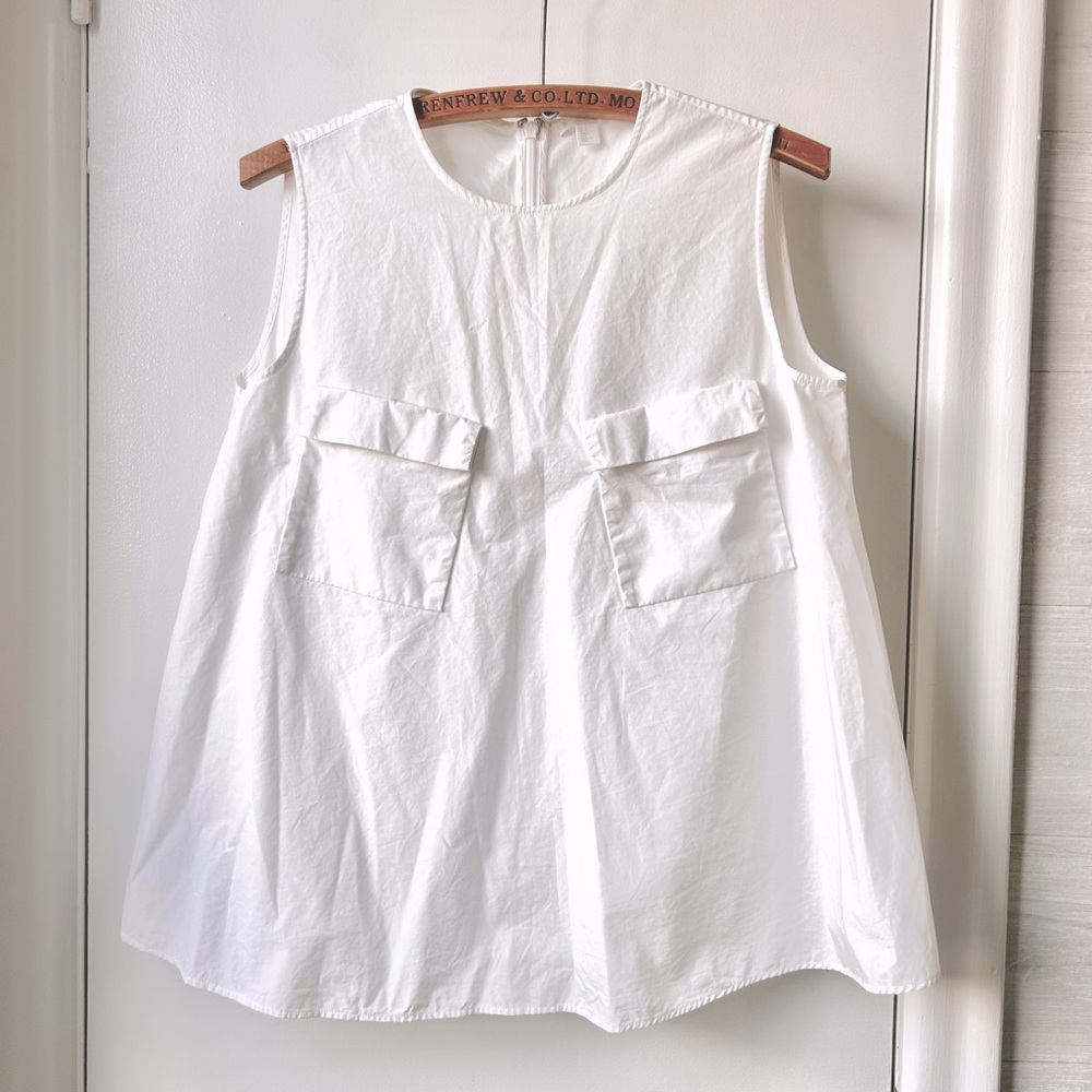 COS Sleeveless Poplin Trapeze Blouse White